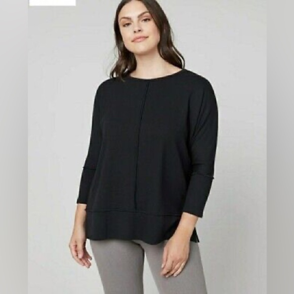 Spanx Perfect Length Black Top Dolman 3/4 Sleeve Medium